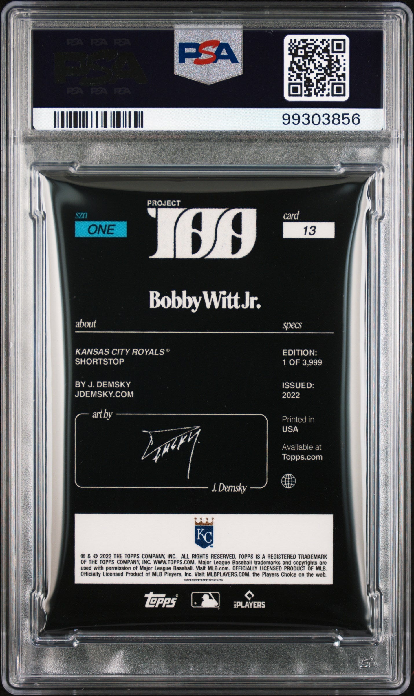2022 Topps Project100 Bobby Witt JR. #13 PSA 10