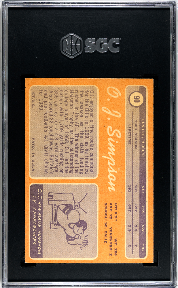 1970 Topps Oj Simpson #90 SGC 5