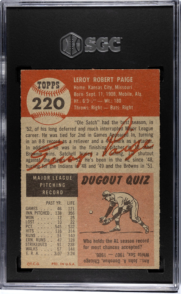 1953 Topps Satchel Paige #220 SGC 6