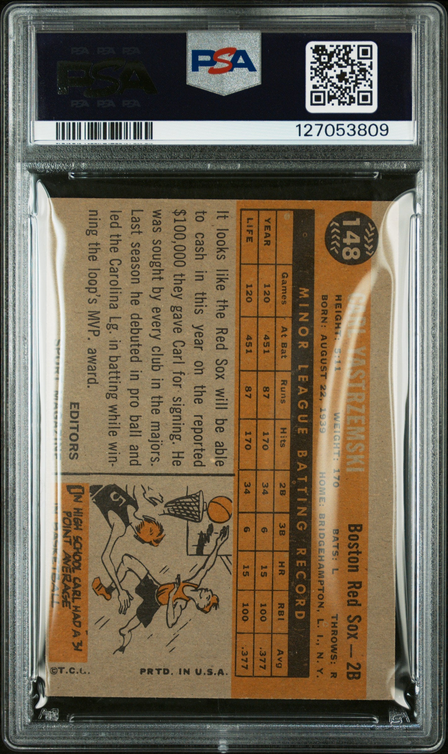 1960 Topps Carl Yastrzemski #148 Rookie Star PSA 5