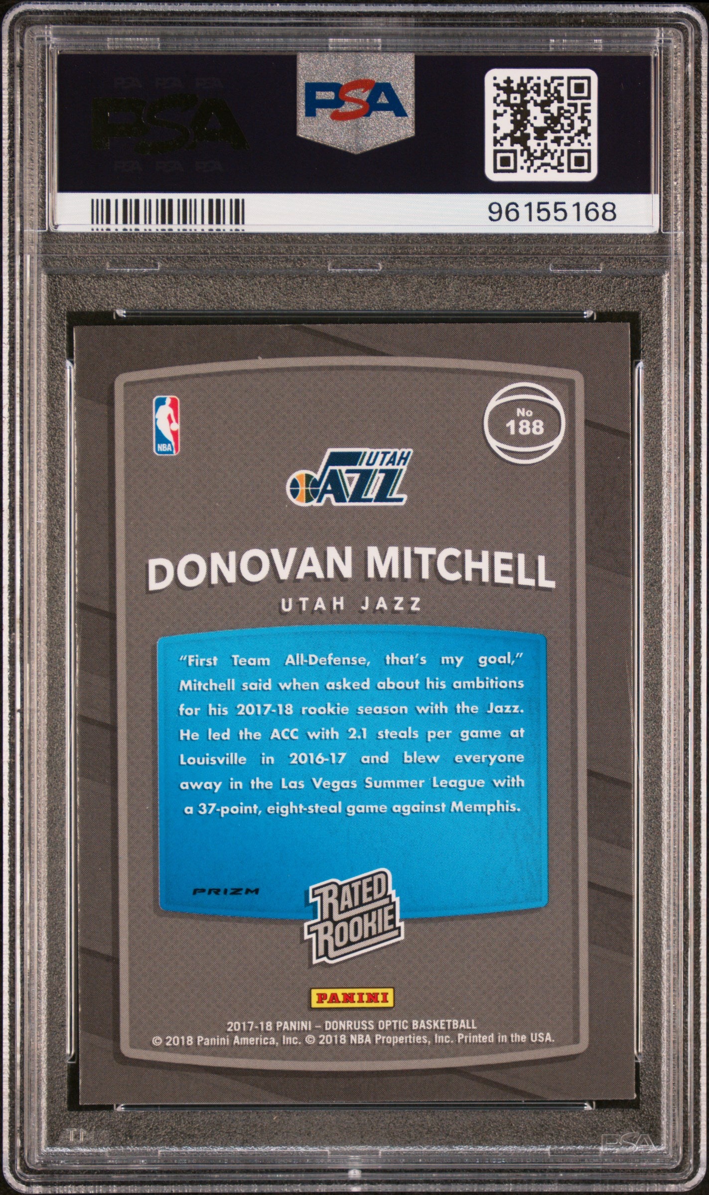 2017 Panini Donruss Optic Donovan Mitchell #188 Holo PSA 10