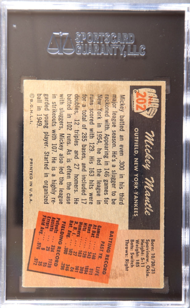 1955 Bowman Mickey Mantle #202 SGC 4