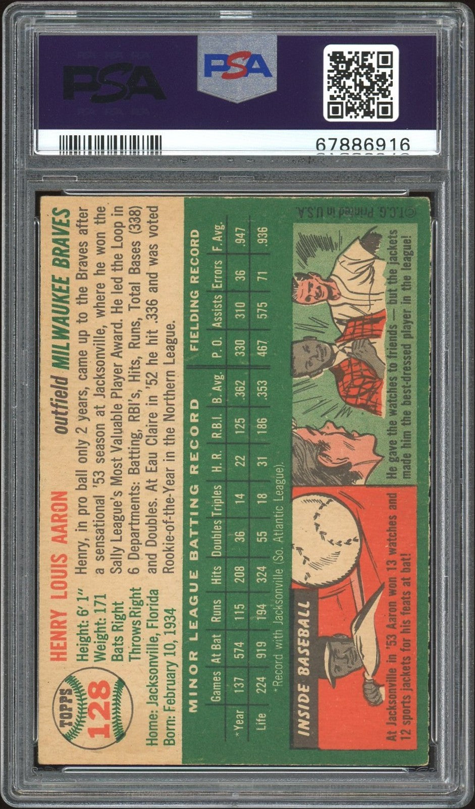 1954 Topps Henry Aaron #128 PSA 5.5