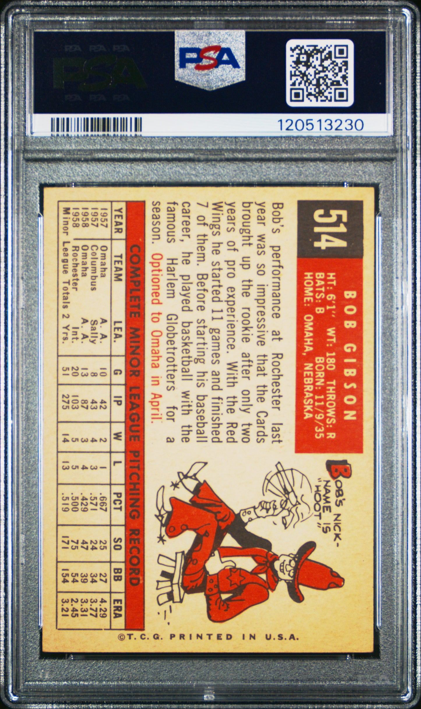 1959 Topps Bob Gibson #514 PSA 5
