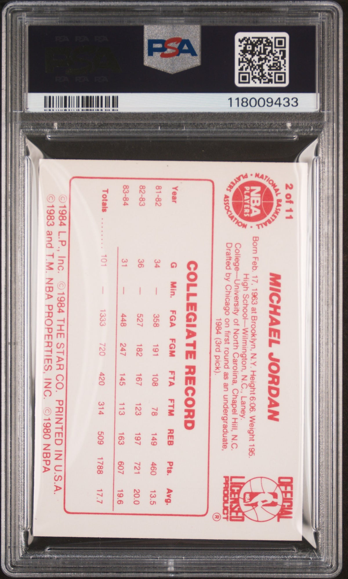 1985-86 Star All-Rookies Michael Jordan #2 PSA 7