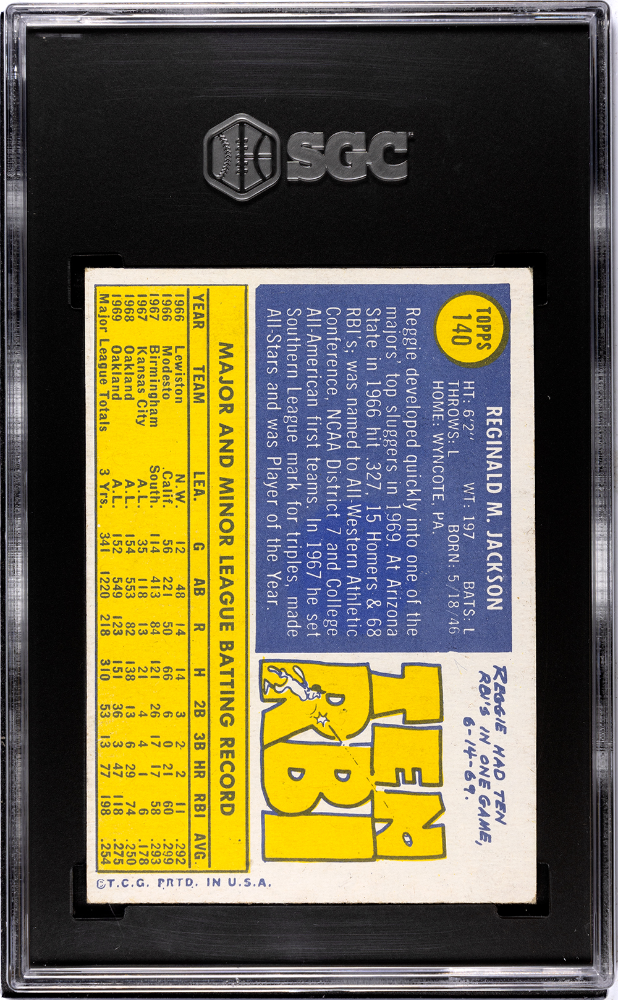 1970 Topps Reggie Jackson #140 SGC 5