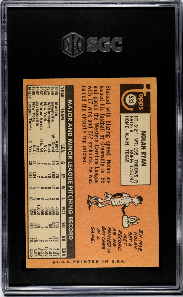 1969 Topps Nolan Ryan #533 SGC 5