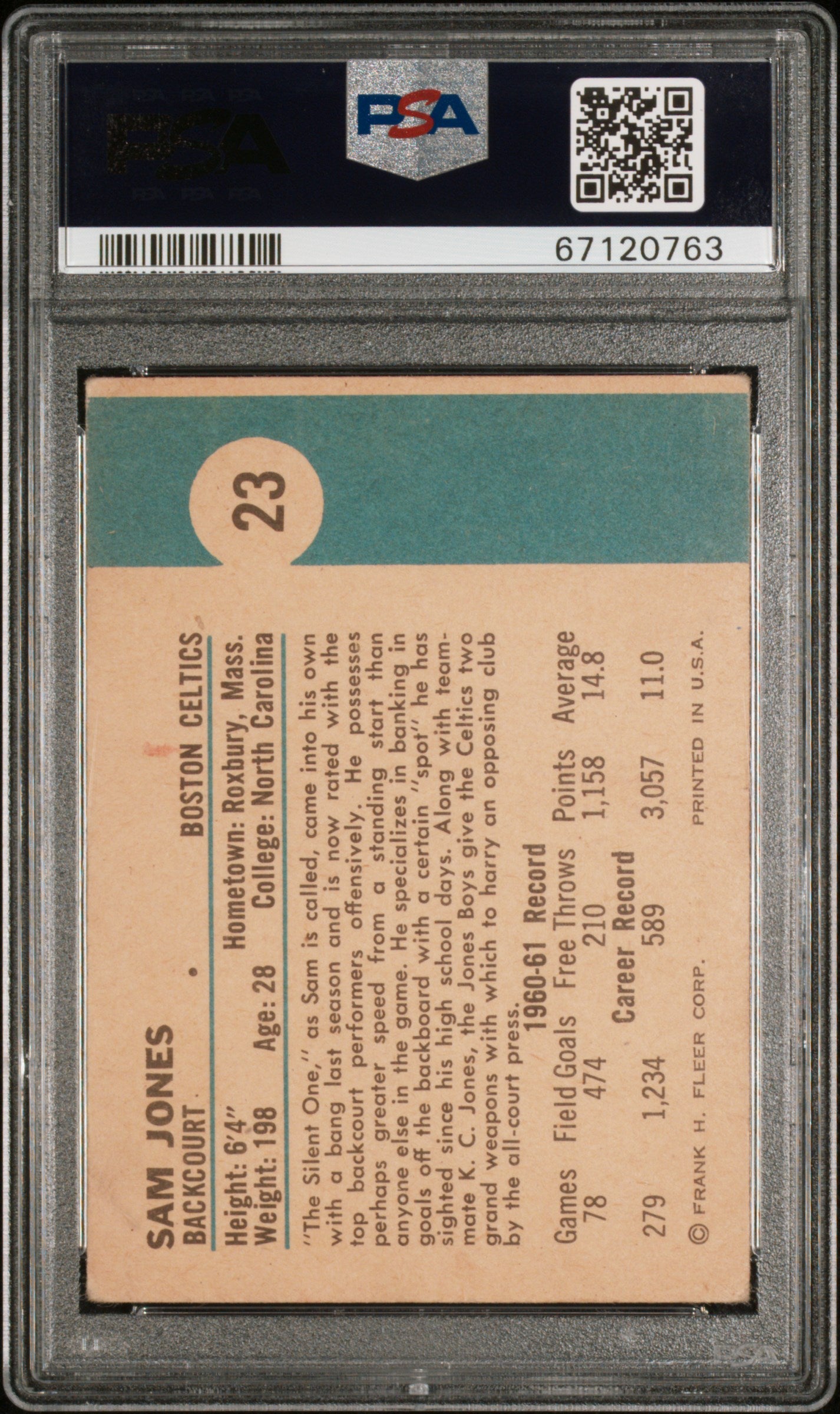 1961 Fleer Sam Jones #23 PSA 3