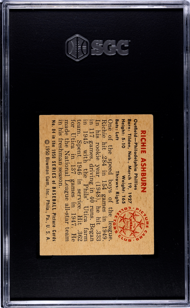 1950 Bowman Richie Ashburn #84 SGC 5