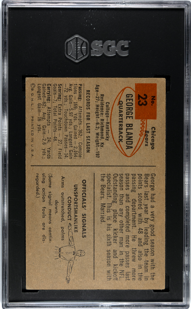 1954 Bowman George Blanda #23 SGC 4