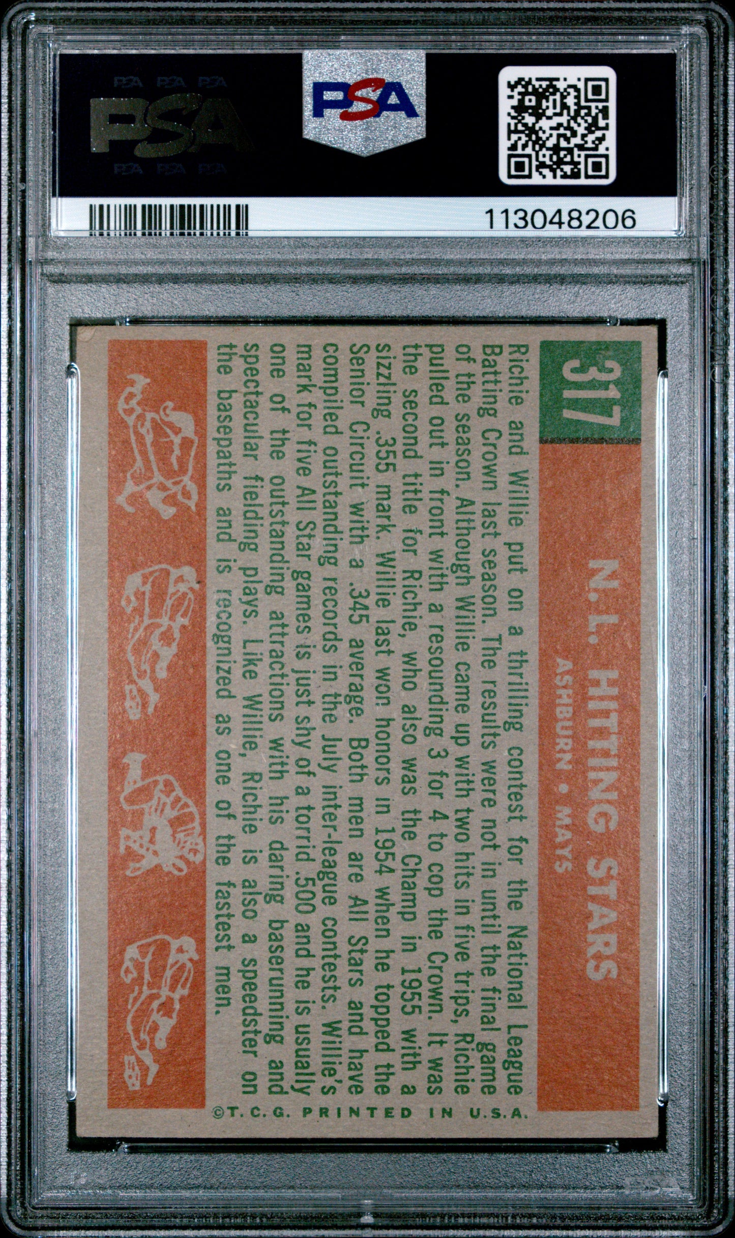 1959 Topps N. L. Hitting Kings #317 Ashburn Mays PSA 4