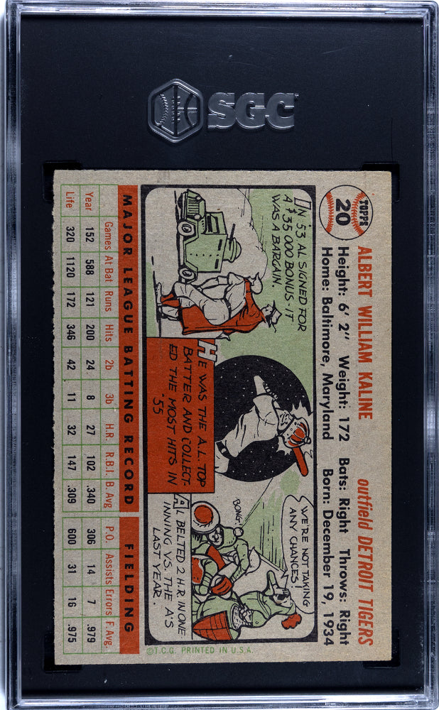 1956 Topps Al Kaline #20 Gray Back SGC 6.5