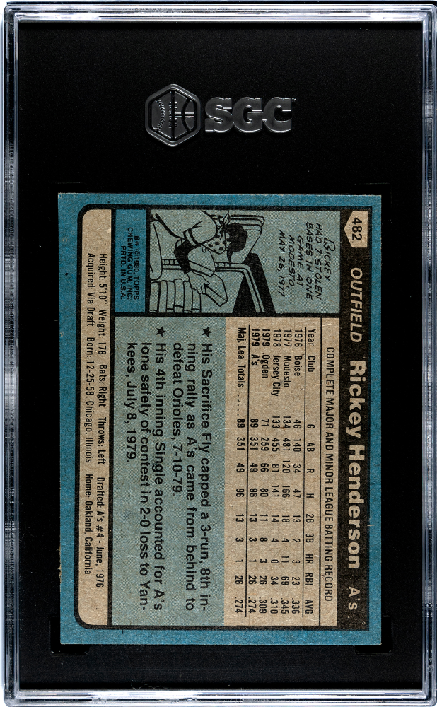1980 Topps Rickey Henderson #482 SGC 7.5