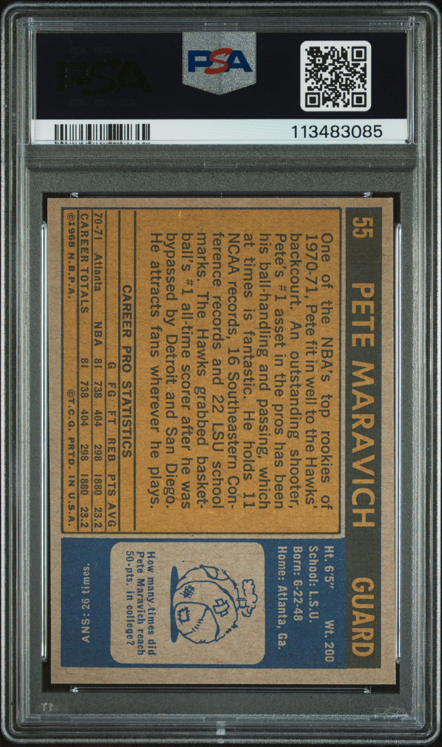 1971 Topps Pete Maravich #55 PSA 6
