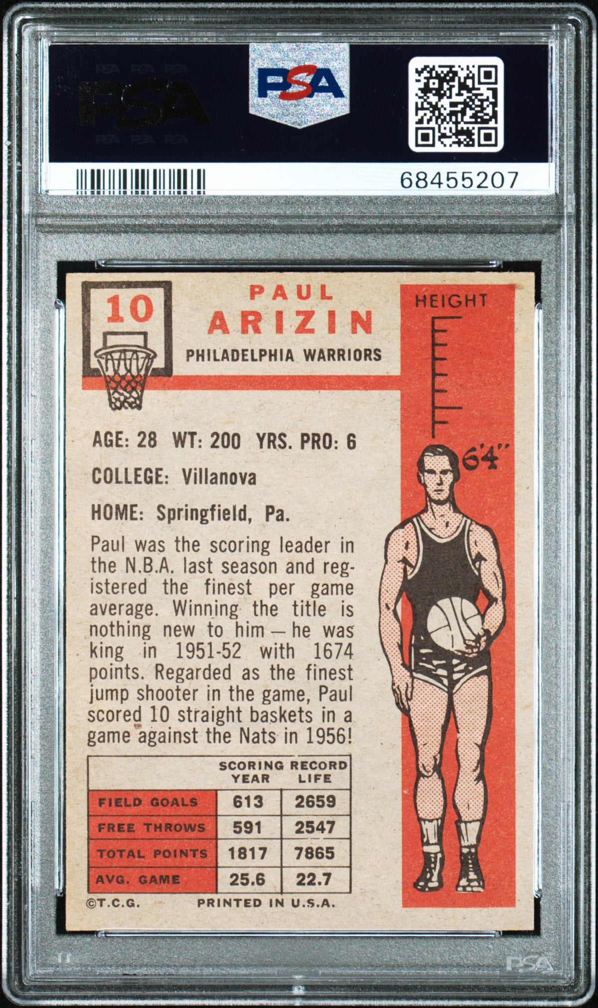 1957 Topps Paul Arizin #10 PSA 6