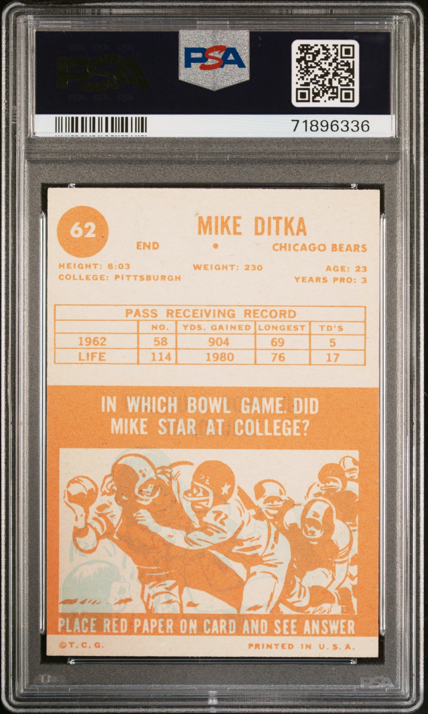 1963 Topps Mike Ditka #62 PSA 6