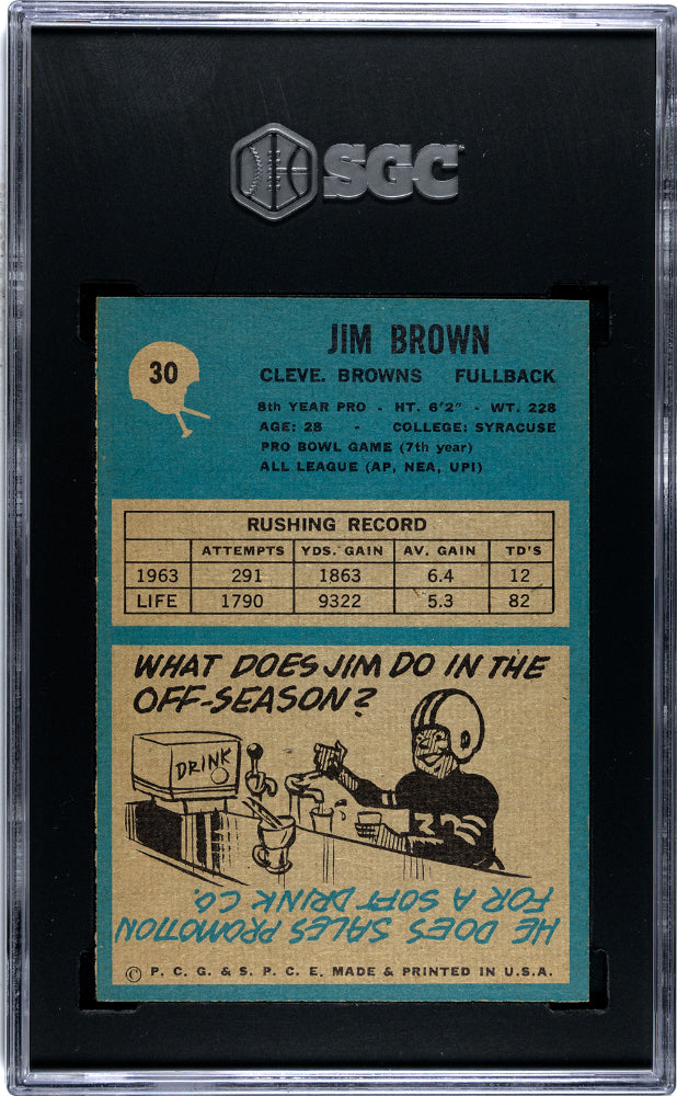 1964 Philadelphia Jim Brown #30 SGC 7