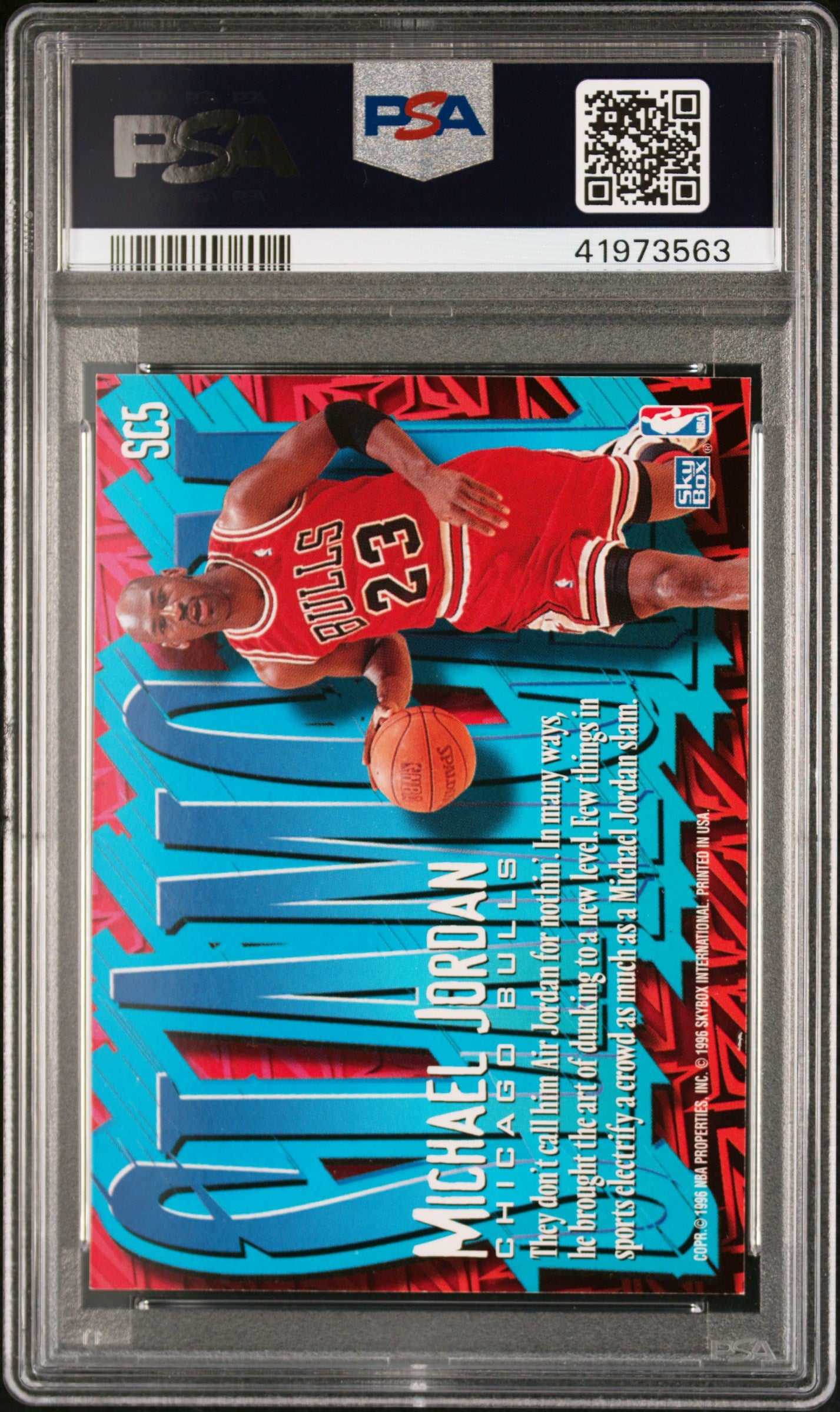 1996 Skybox Z-Force Slam Cam Michael Jordan #SC5 PSA 9