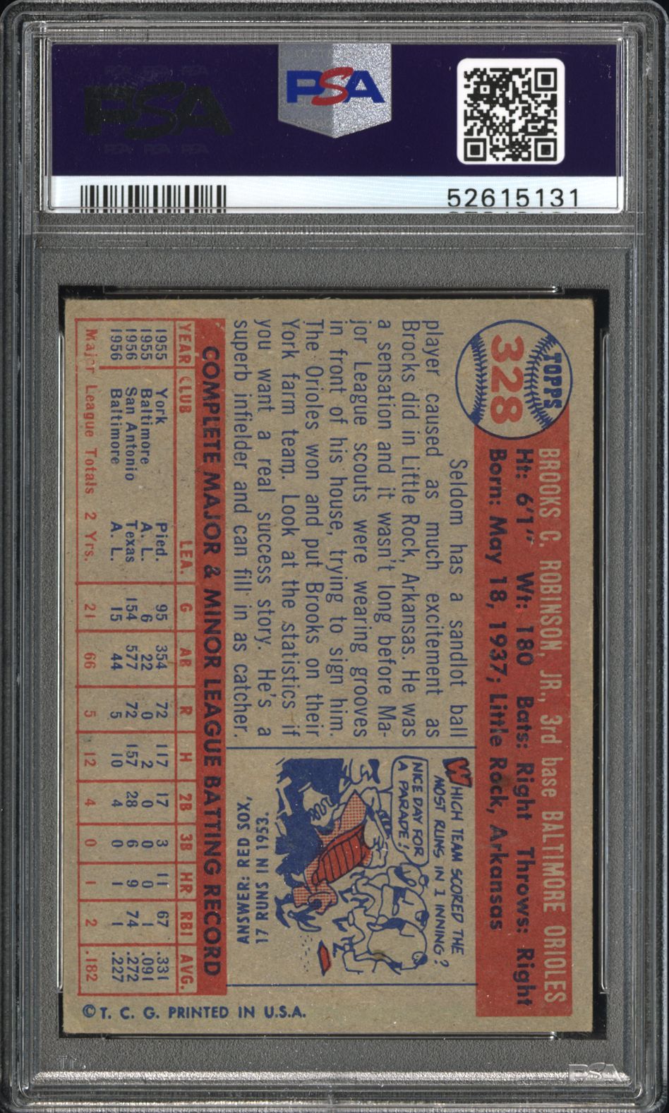 1957 Topps Brooks Robinson #328 PSA 5