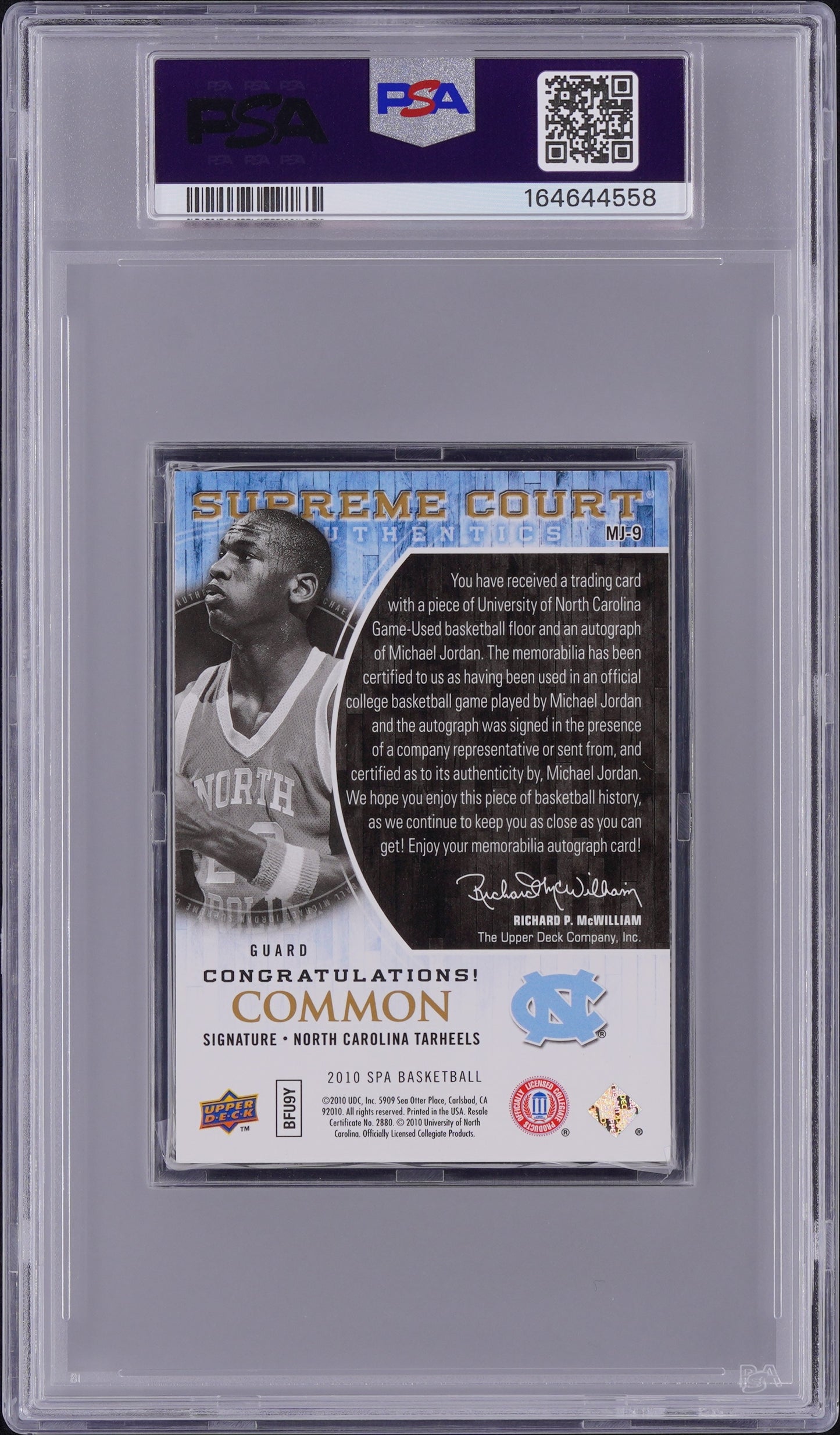 2010 SP Authentic Michael Jordan Supreme Court Floor #MJ6 Auto PSA 5