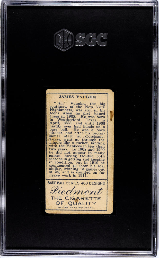 1911 Piedmont Cigarettes (T205) James Vaughn SGC 3