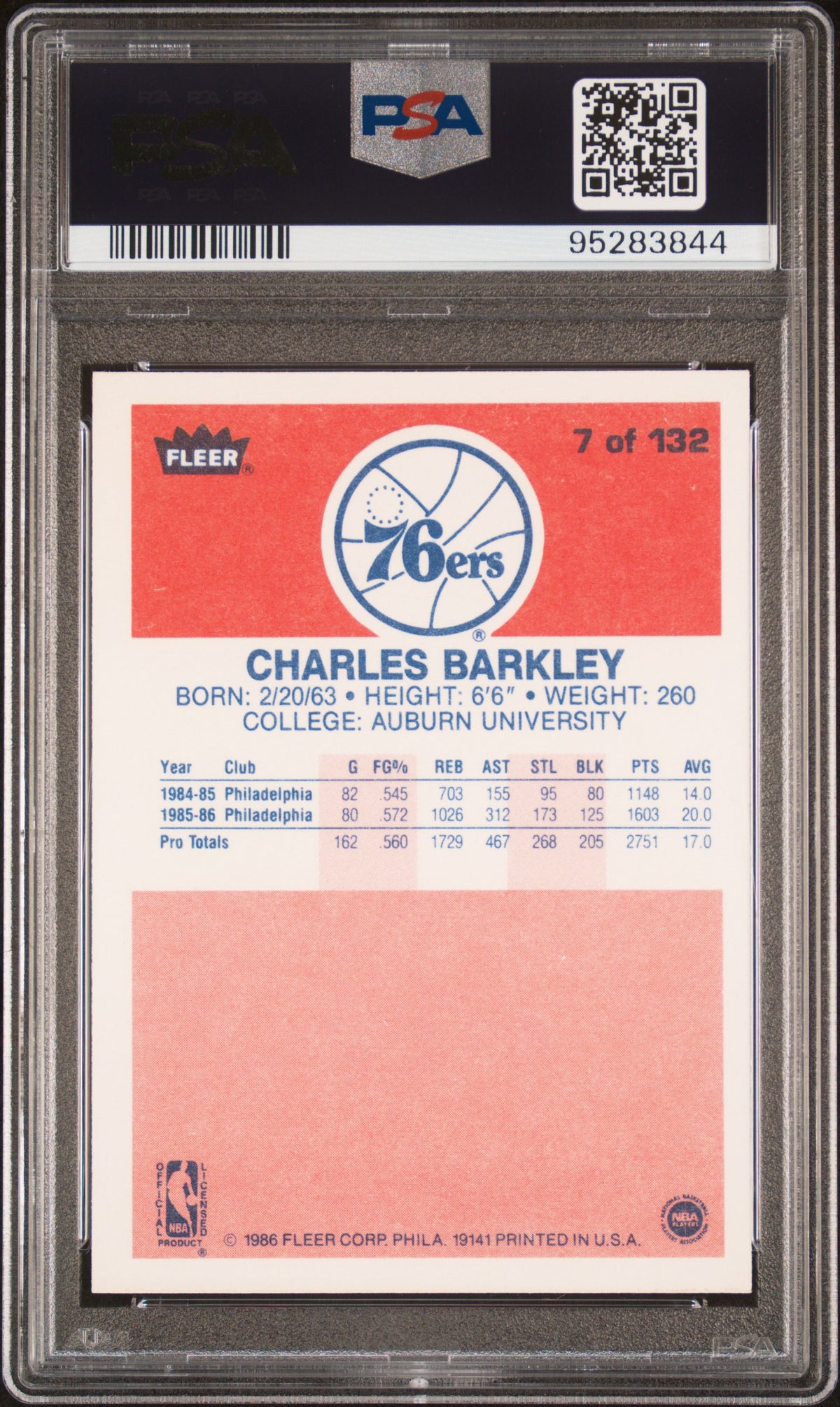 1986 Fleer Charles Barkley #7 PSA 8