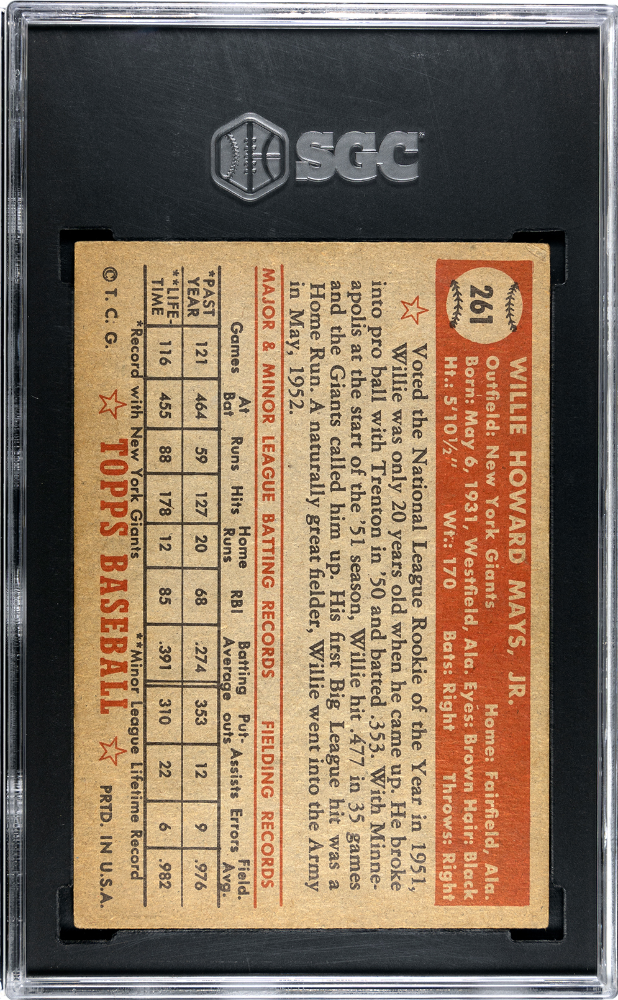 1952 Topps Willie Mays #261 SGC 3