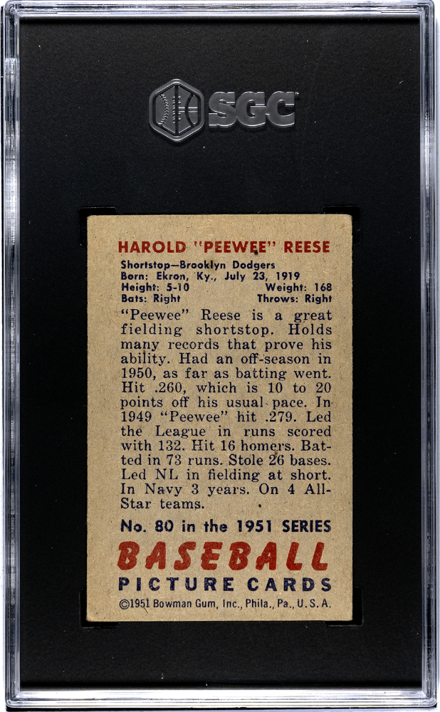 1951 Bowman Pee Wee Reese #80 SGC 4