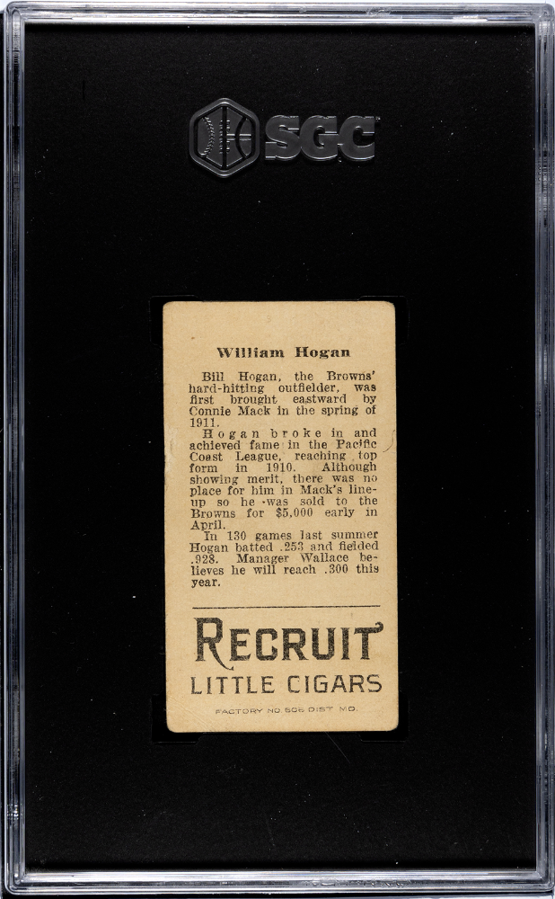 1912 Recruit Little Cigars (T207) William Hogan SGC 2.5