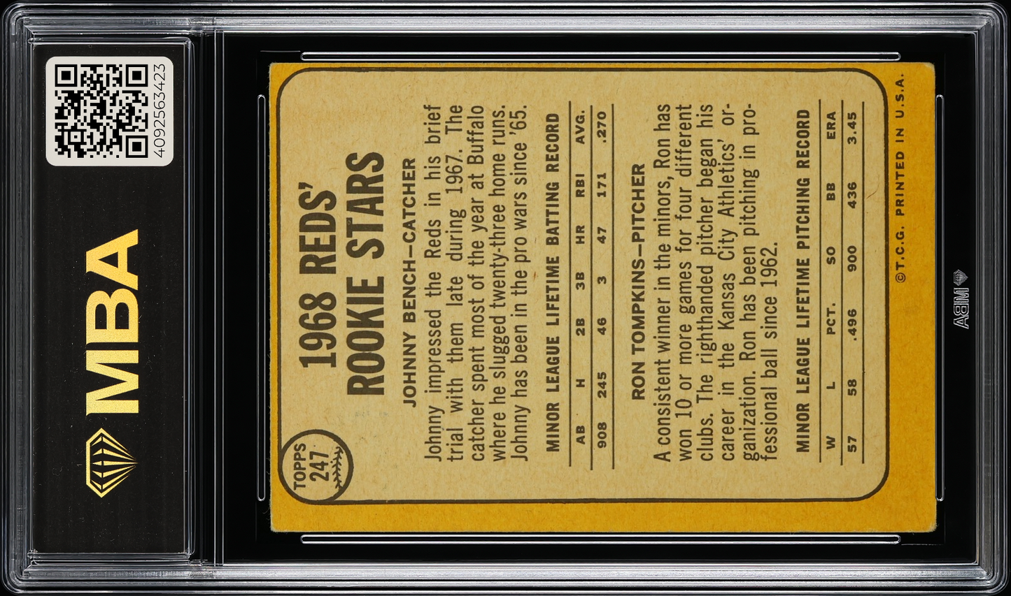 1968 Topps Reds Rookies #247 1968 Reds Rookie Stars MBA 3 RC