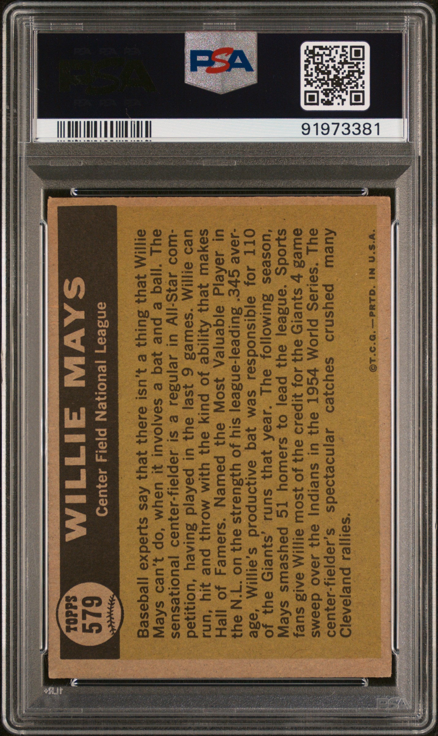 1961 Topps Willie Mays #579 All Star PSA 3 Auto 10