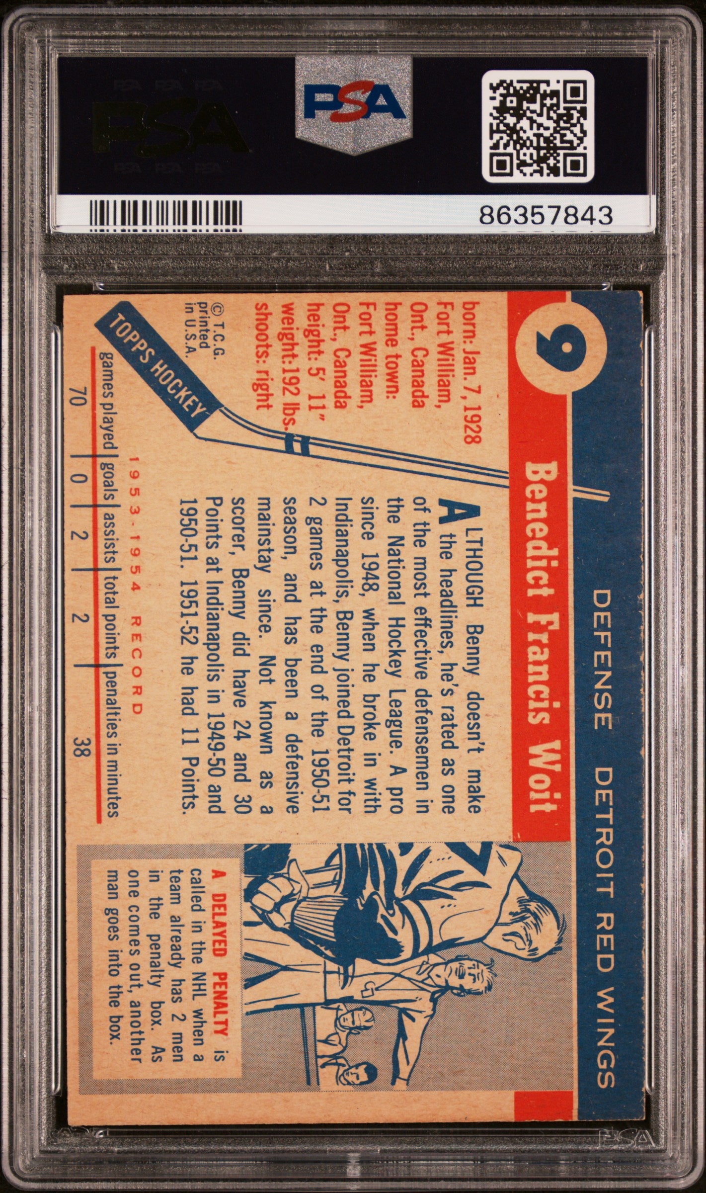 1954 Topps Benny Woit #9 PSA 6