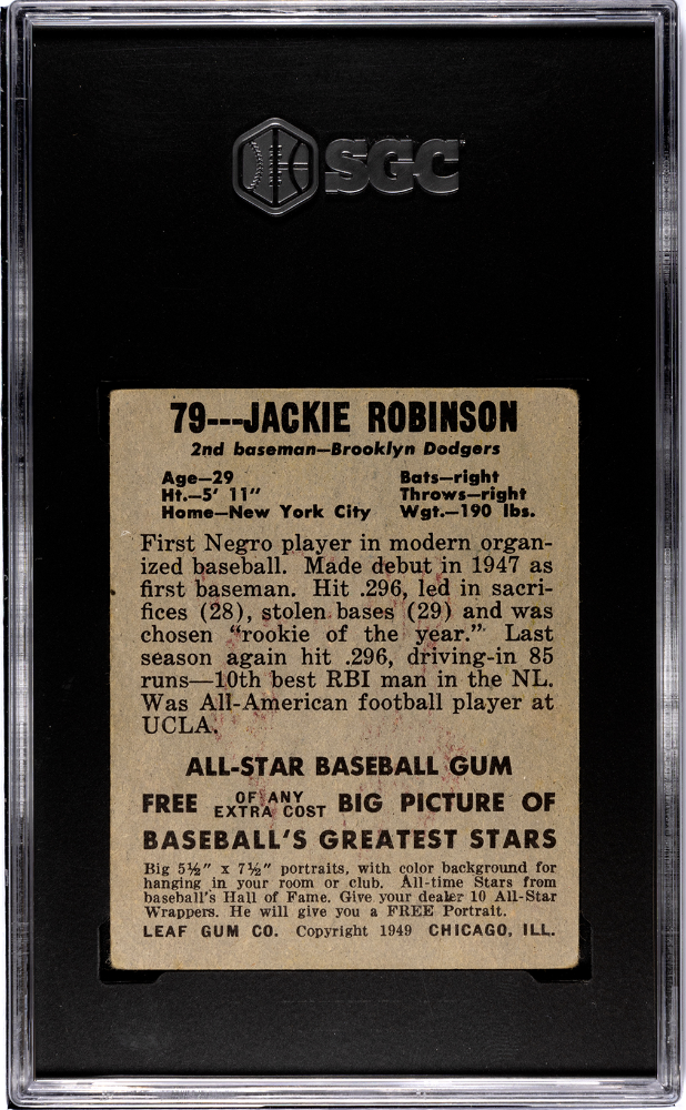 1948 Leaf Gum Co. Jackie Robinson #79 SGC 3