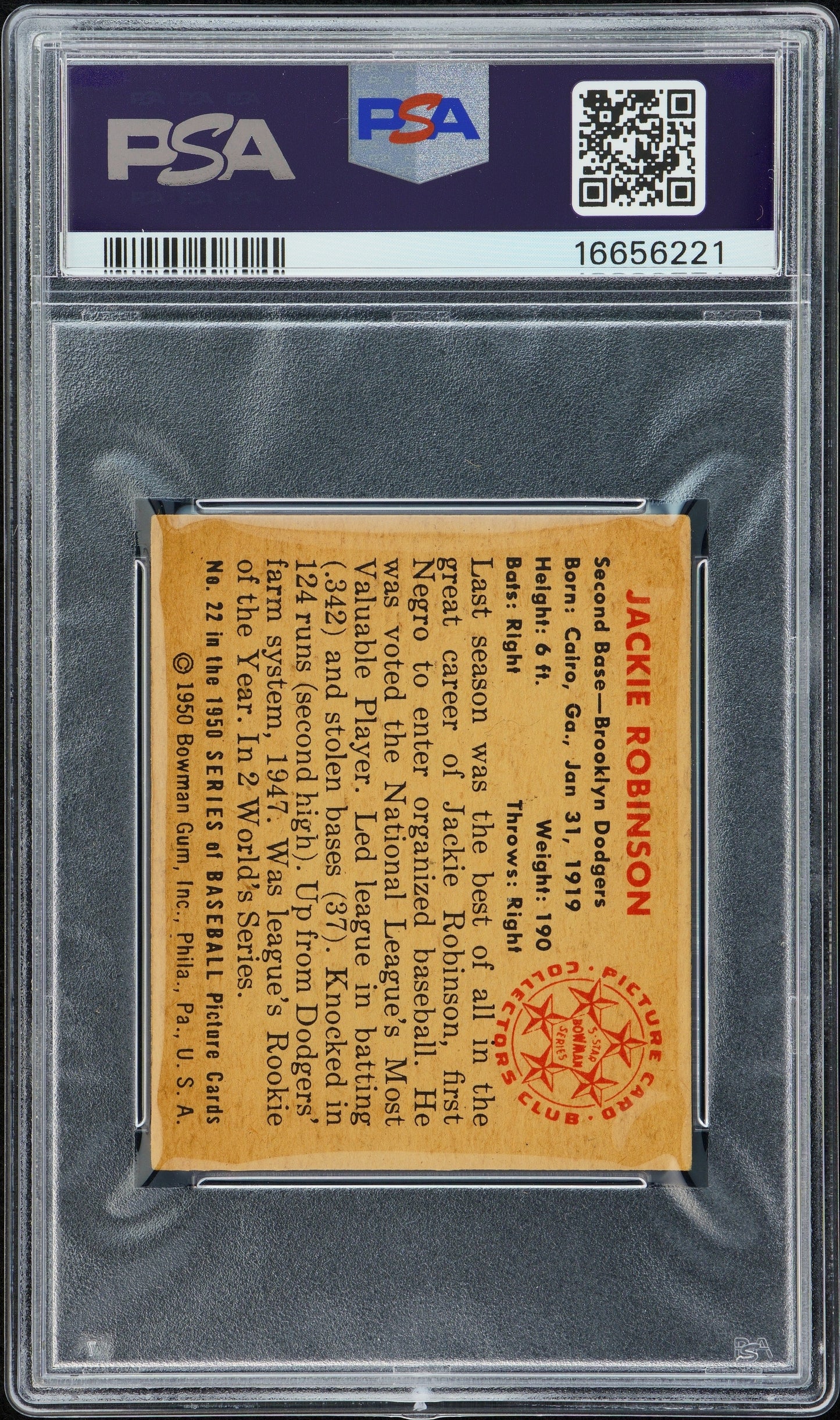 1950 Bowman Jackie Robinson #22 PSA 5