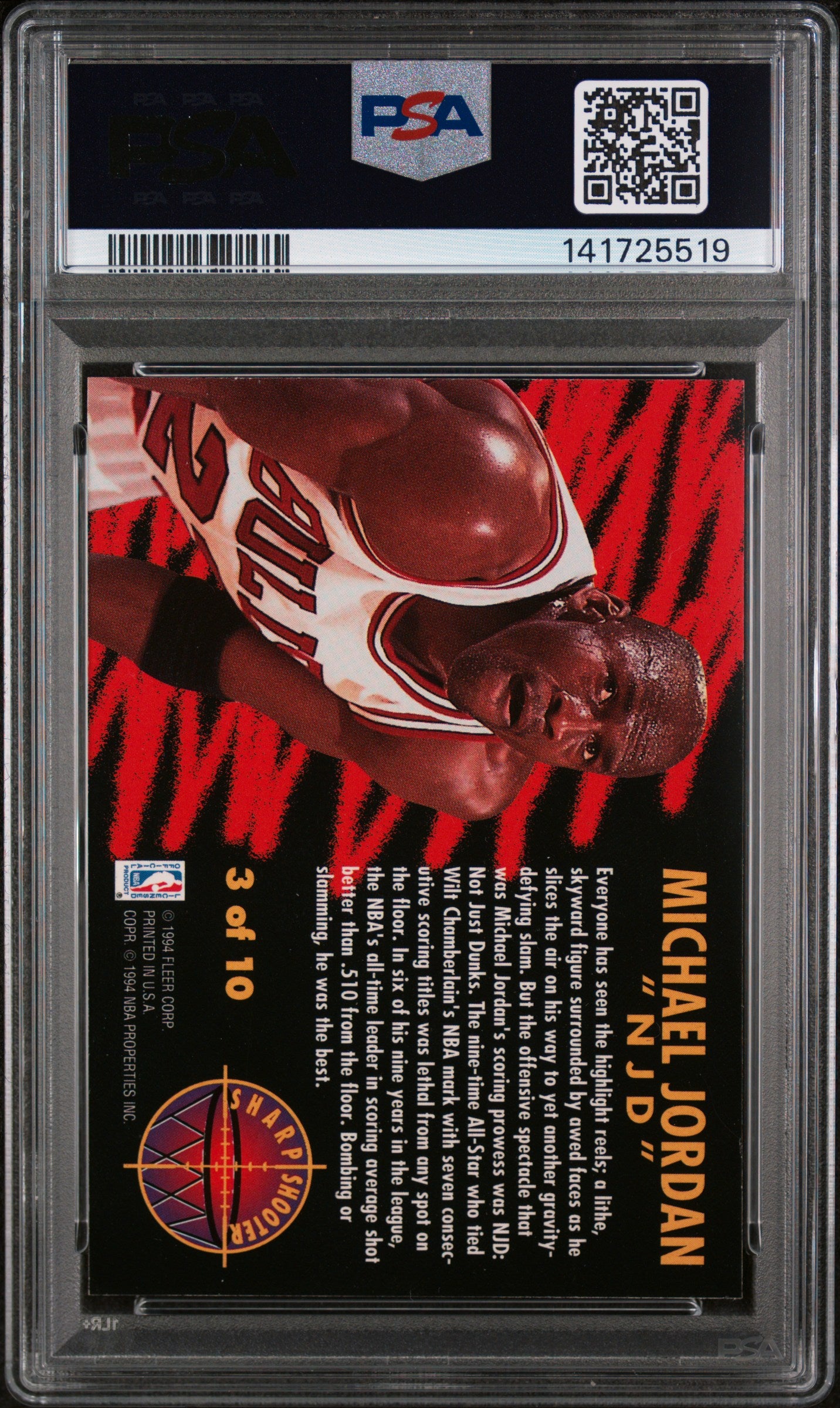 1993 Fleer Sharpshooter Michael Jordan #3 PSA 9