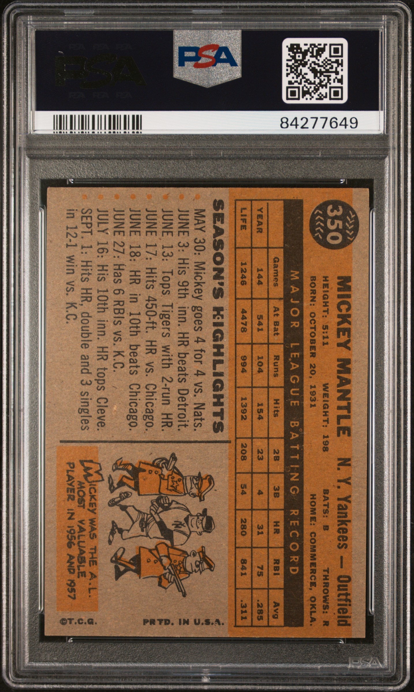 1960 Topps Mickey Mantle #350 PSA 5