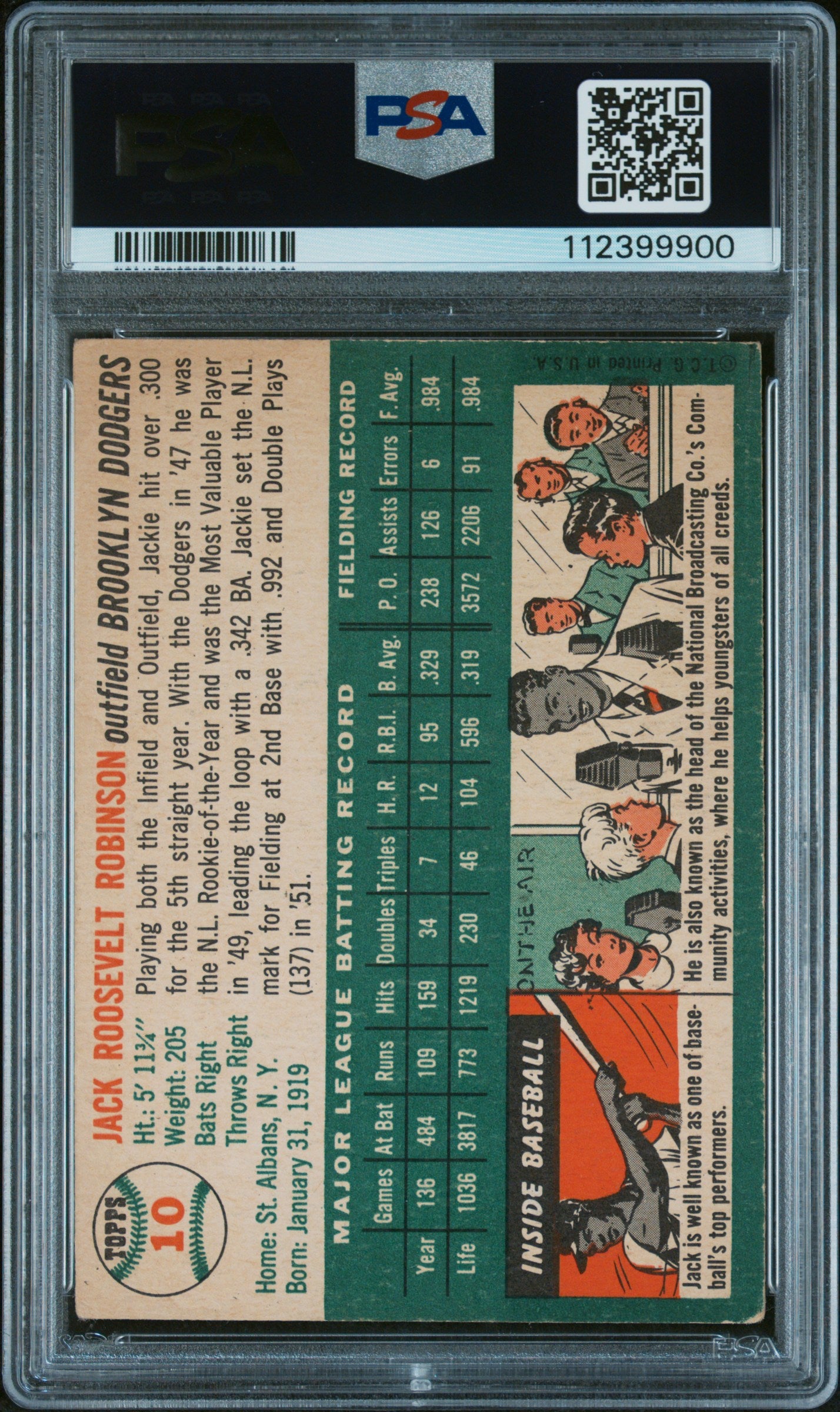 1954 Topps Jackie Robinson #10 PSA A