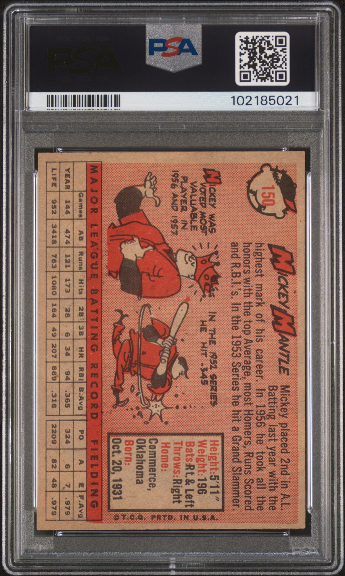1958 Topps Mickey Mantle #150 PSA 6
