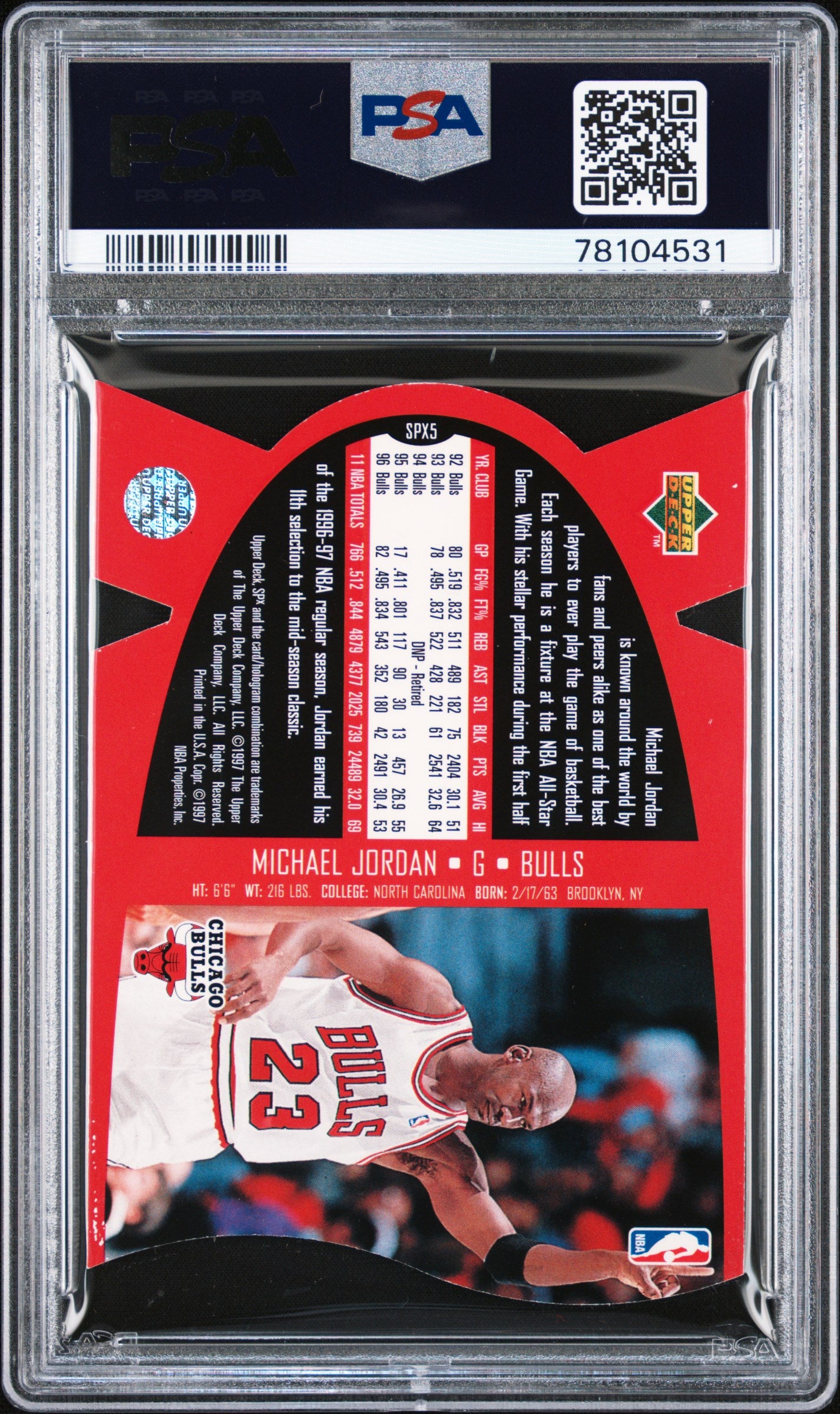1997 SPX Die-Cut Michael Jordan #5 Gold PSA 8.5