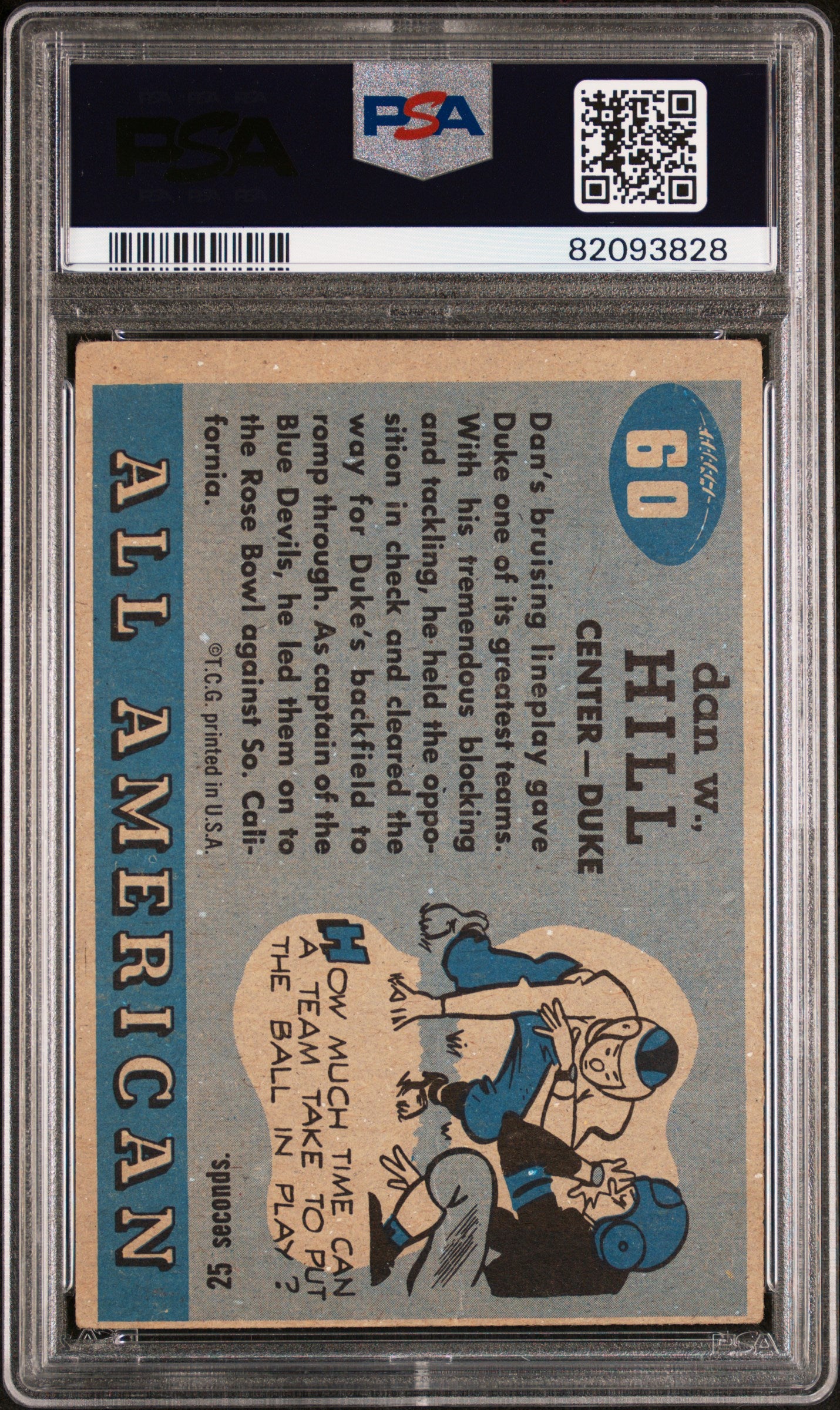 1955 Topps All-Amer. Dan Hill #60 PSA A Auto A
