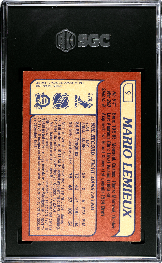 1985 O-Pee-Chee Mario Lemieux #9 SGC 4