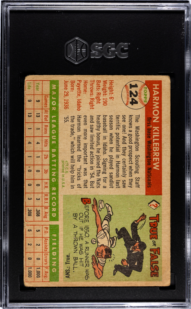 1955 Topps Harmon Killebrew #124 SGC 2