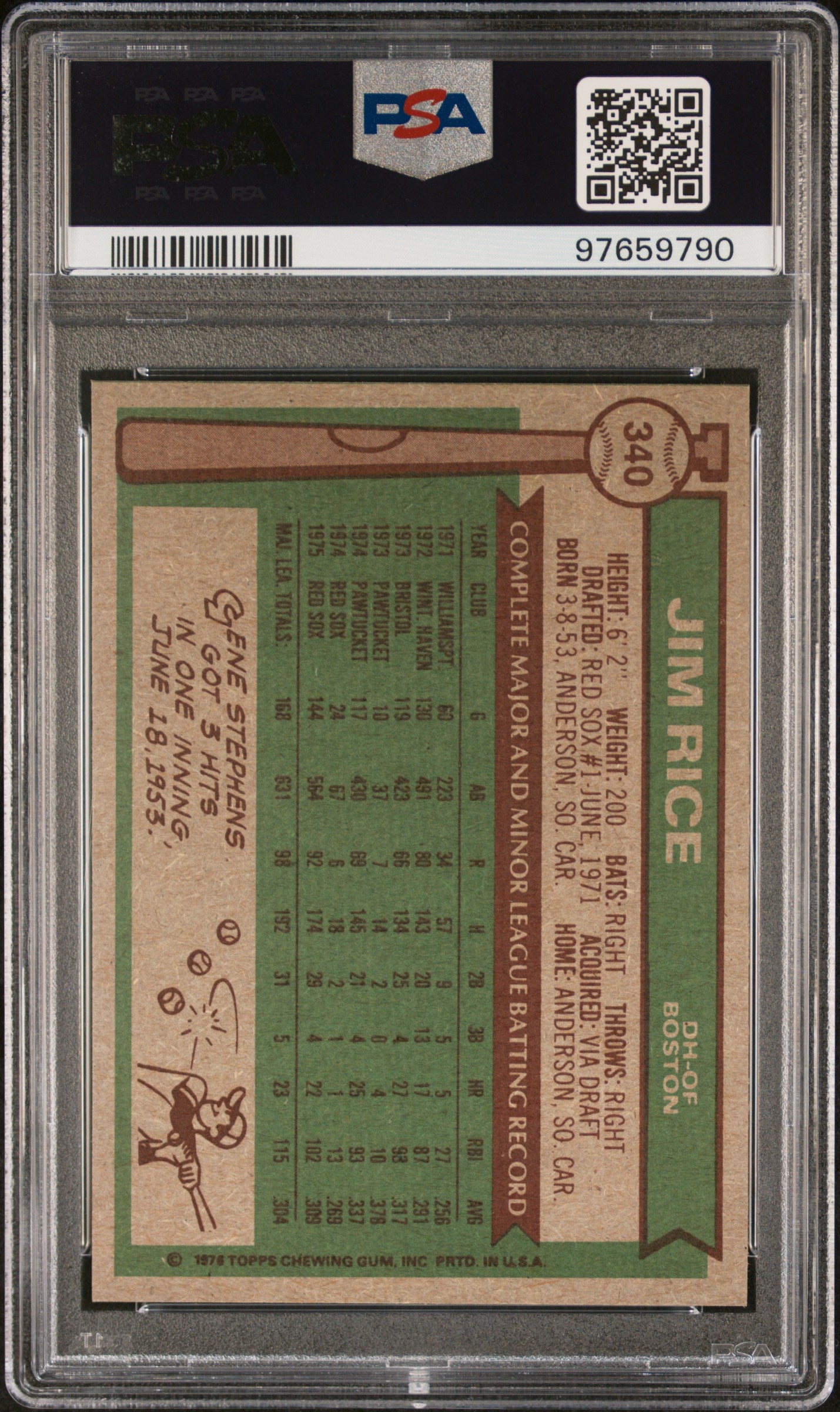 1976 Topps Jim Rice #340 PSA 8