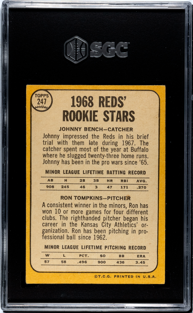 1968 Topps Johnny Bench #247 SGC 3.5