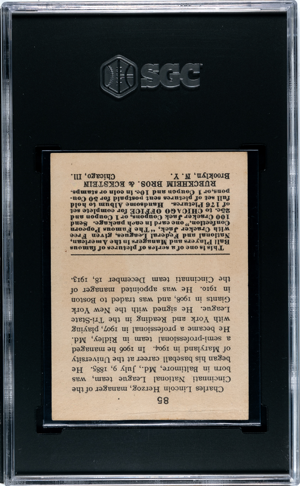 1915 Cracker Jack Charles Herzog #85 SGC 2.5