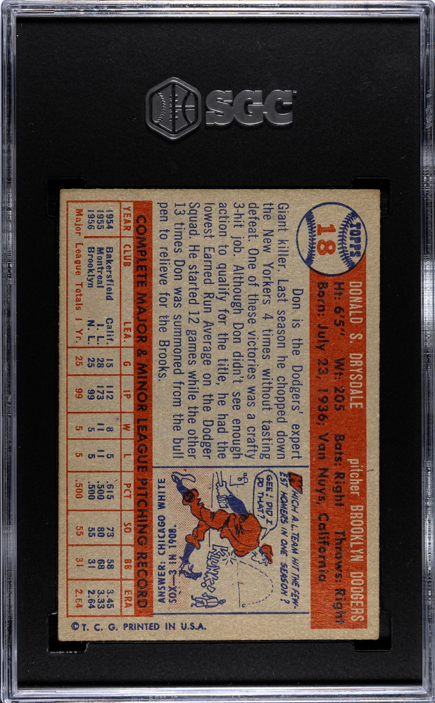 1957 Topps Don Drysdale #18 SGC 4.5