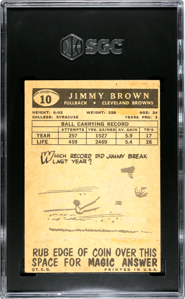 1959 Topps Jimmy Brown #10 SGC 3