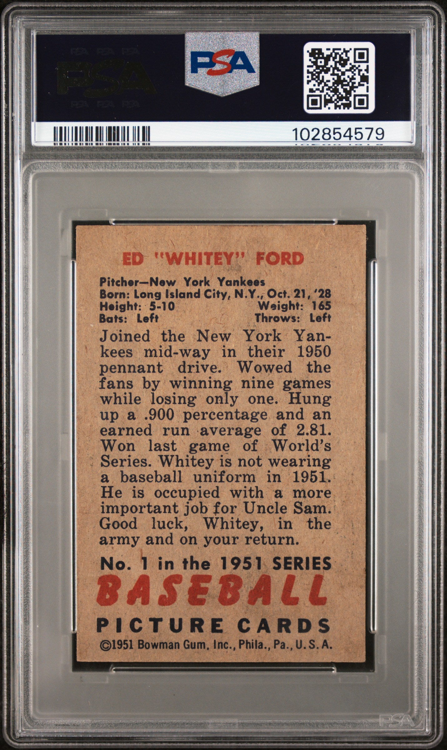 1951 Bowman Whitey Ford #1 PSA 6