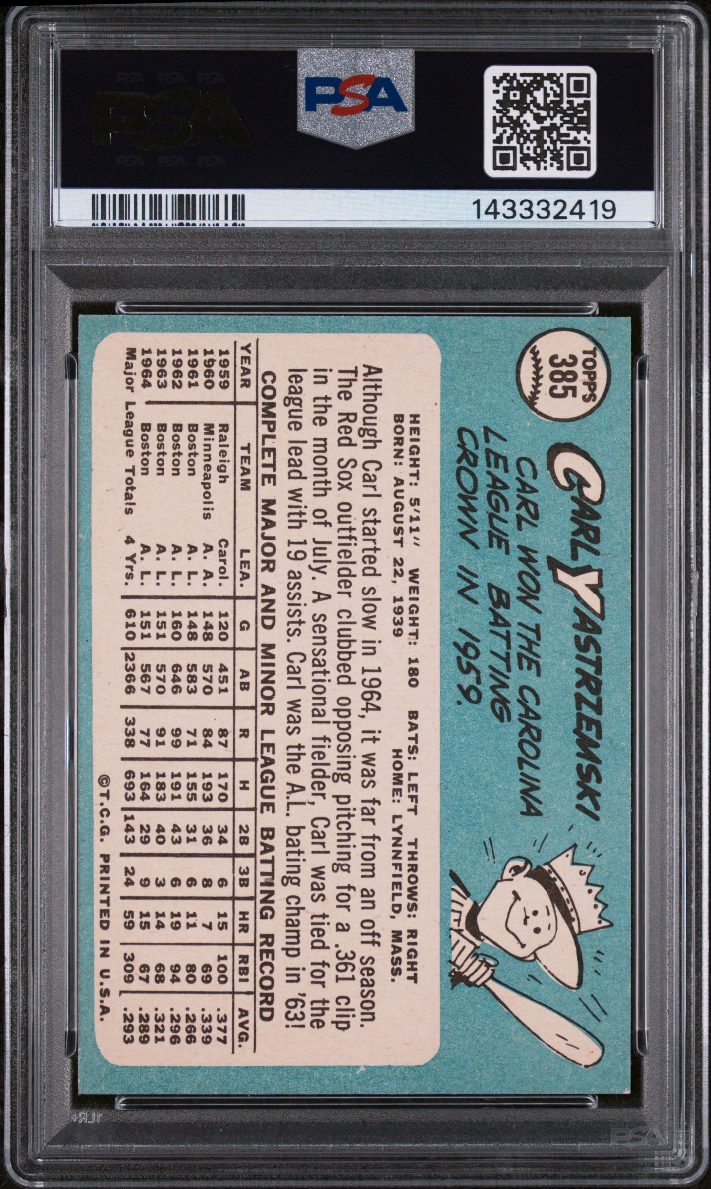 1965 Topps Carl Yastrzemski #385 PSA 7