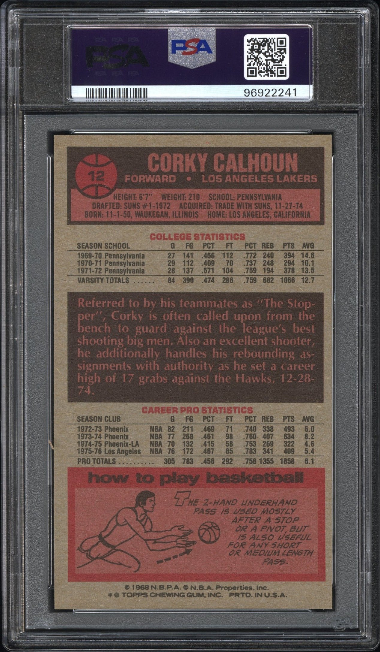 1976 Topps Corky Calhoun #12 PSA 10